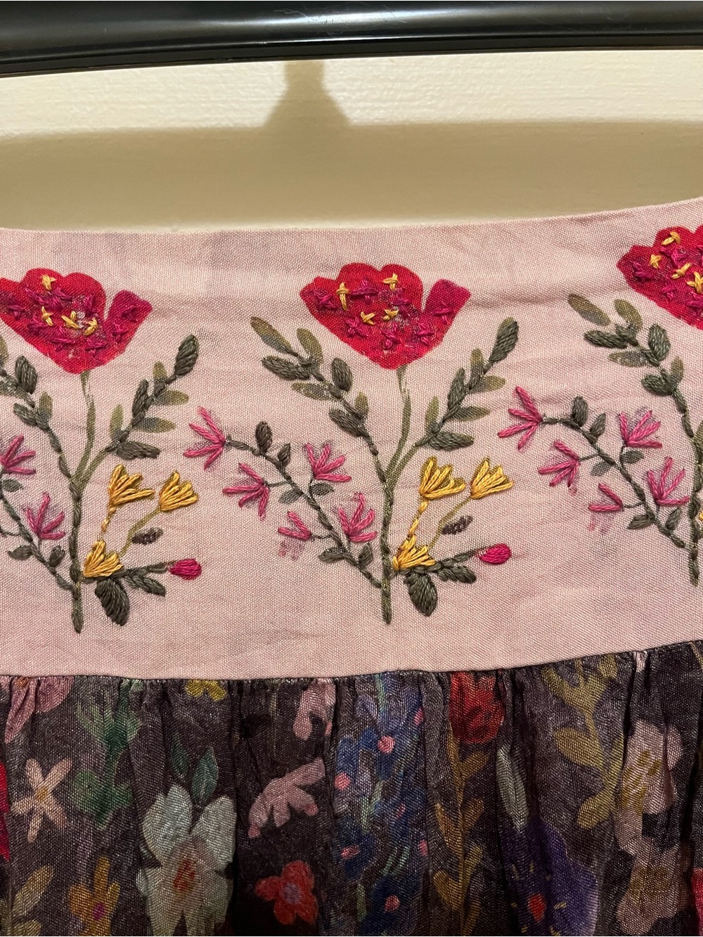 NATURAL LIFE Floral Tiered Maxi Skirt Embroidered Waist Boho Medium M - Picture 2 of 6
